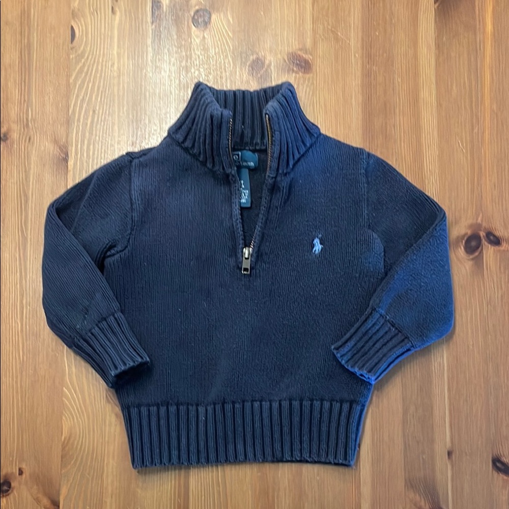 Navy Half-Zip Sweater with Logo